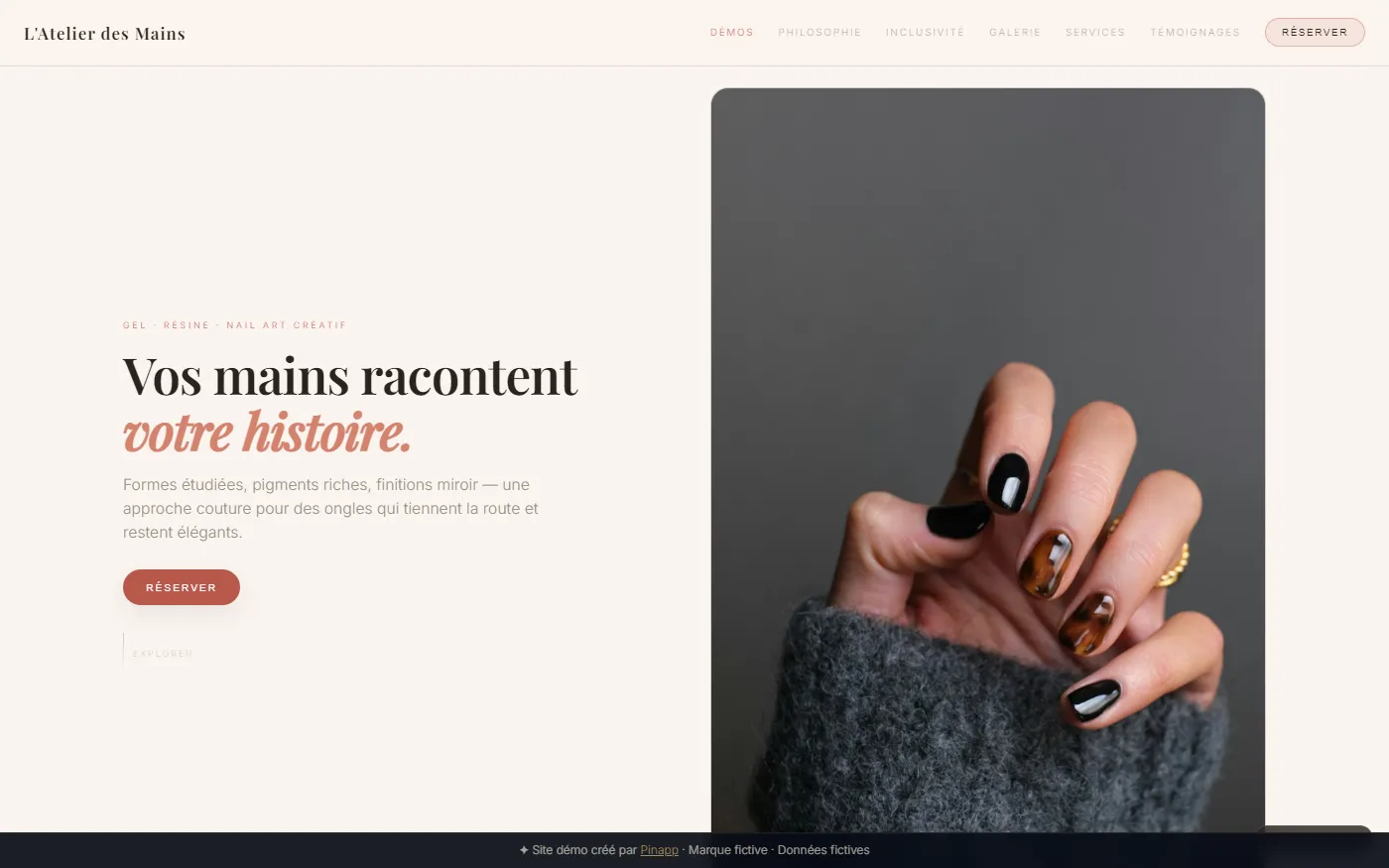 Aperçu de la démo Atelier des Mains (ongles)